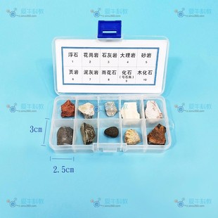 爱牛科教小学科学实验岩石化石矿石标本火山岩大理岩弓石燕木化石