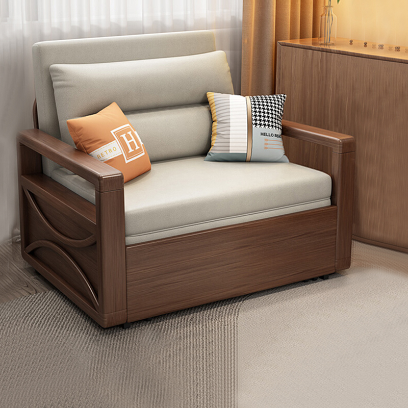 藤彩新中式沙发变床木可折叠