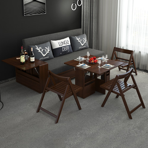 新中式卧室桌子推拉床实木沙发床