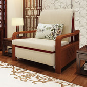 单人宽90cm折叠实木沙发床新中式 两用多功能书房可折叠1米伸缩床