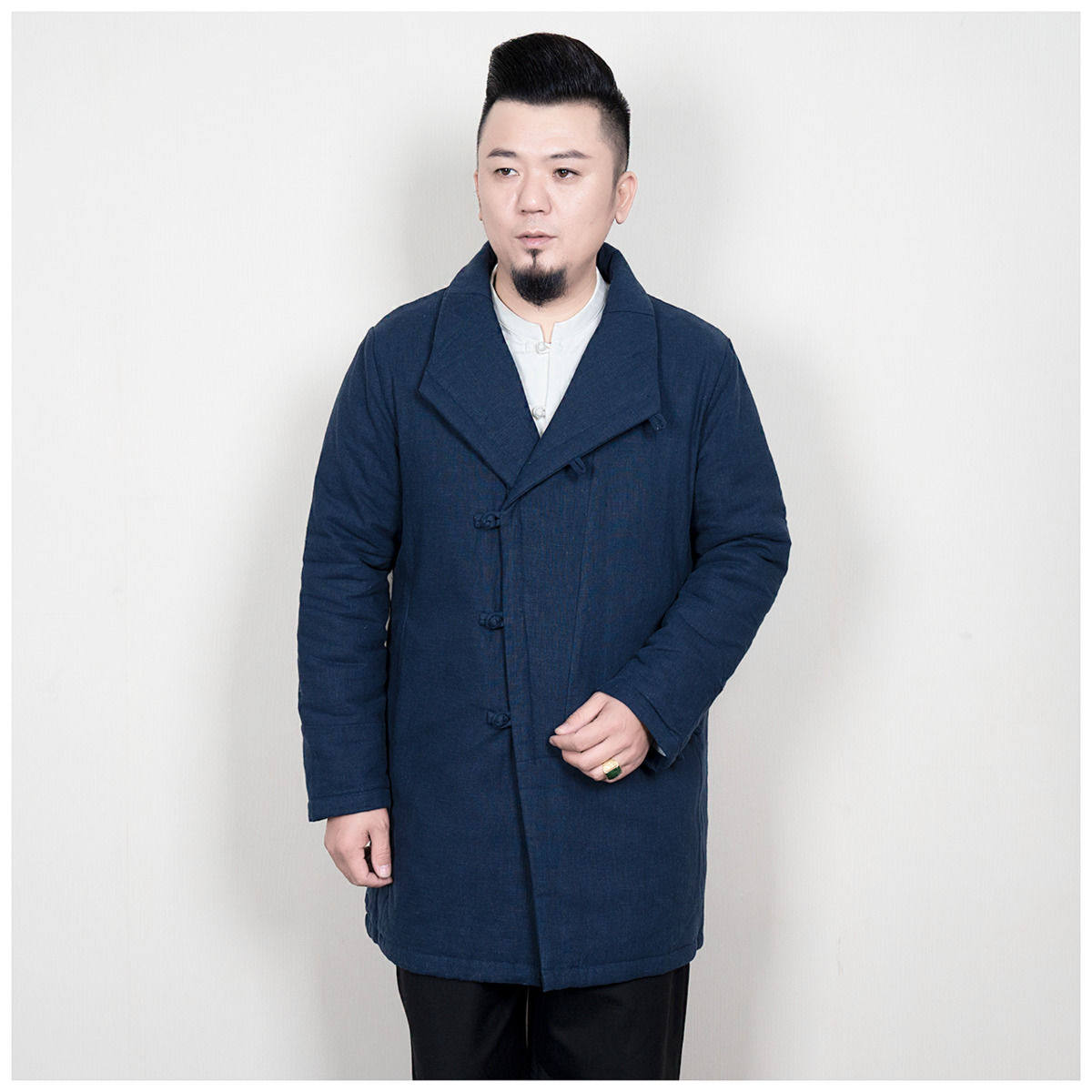中国风男斜襟中长款宽松高立领新中式冬装棉服加厚保暖棉衣,男装,中山装,淘宝优惠券,粉丝福利购,淘宝优惠卷