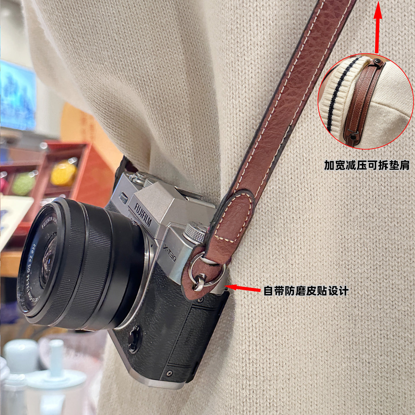 相机肩带适用富士XT30XT50背带挂绳斜挎尼康Z50ZF佳能G