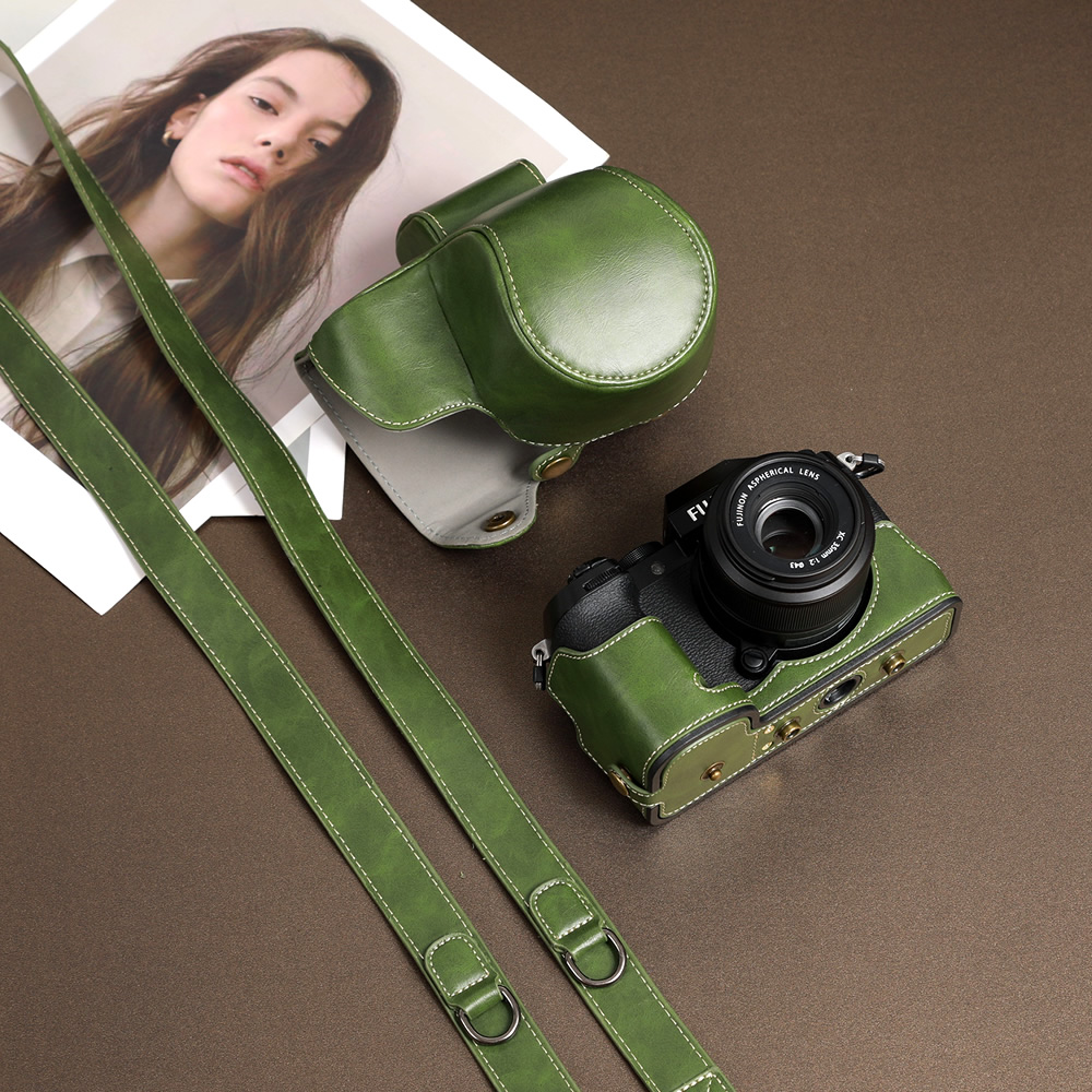 适用富士XS20相机包微单配件保护套底座绿色斜挎有肩带1545镜头