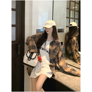 美拉德咖色B家烫钻扎染衬衫