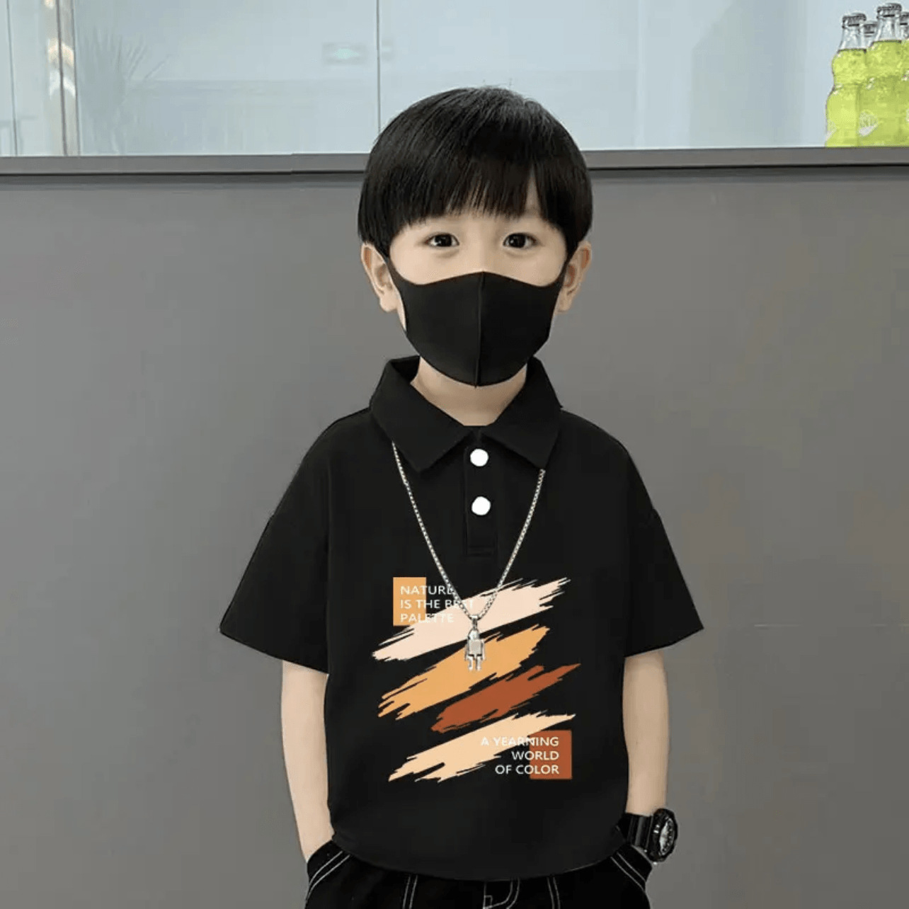 男童纯棉短袖T恤2025夏季新款儿童洋气翻领polo衫宝宝宽松上衣潮
