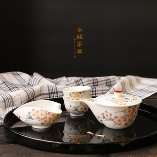 日本进口九谷烧茶具 家用陶瓷功夫茶具和樱纹宝瓶公道杯茶杯套装