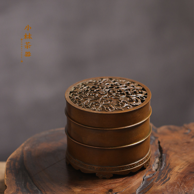 庆松堂苏工铜炉名家胡庆松手工素面缠枝纹盖印香炉 打香篆熏香炉