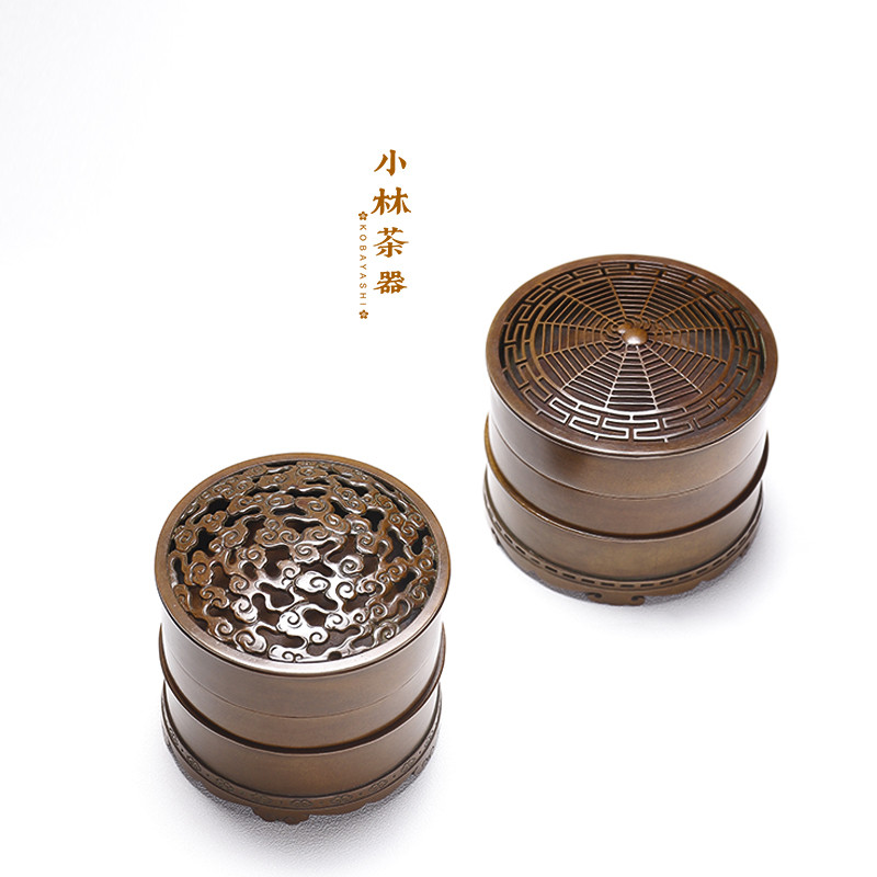 庆松堂 苏工铜炉名家胡庆松制紫铜熏香炉 镂空香纂香粉印香炉