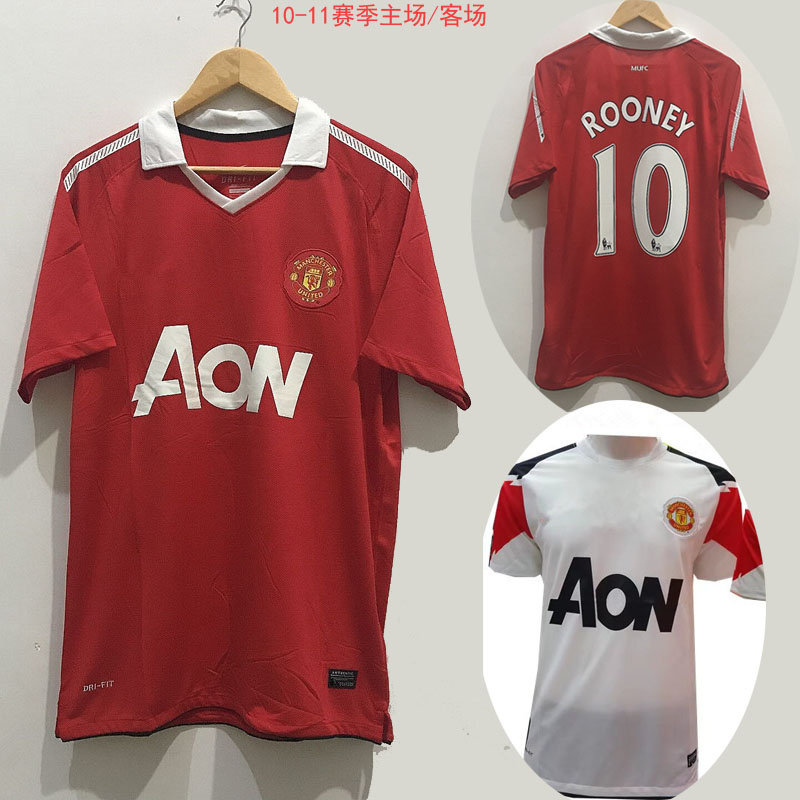 10-11赛季曼联主客场复古短袖球衣 10号鲁尼 c罗欧文复刻版足球服