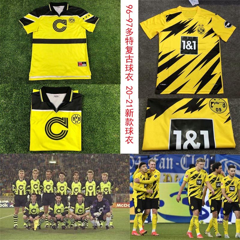 96-97多特蒙德复古老款足球服20-21款哈兰德桑乔罗伊斯穆科科球衣