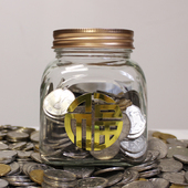 透明玻璃存钱罐硬币储蓄学生生日礼物暴富金色字贴零钱罐可存可取