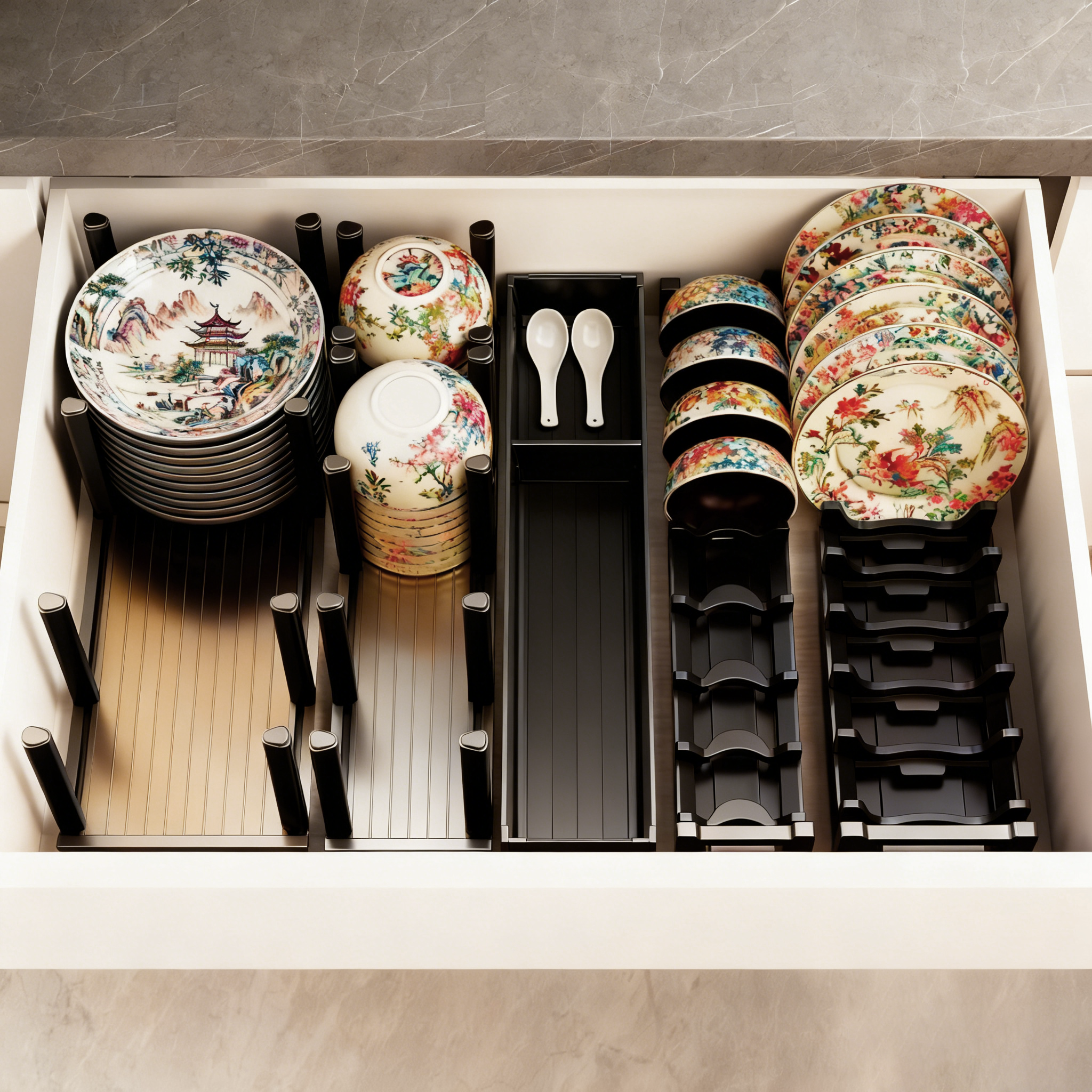 厨房碗碟架枪灰抽屉可调节