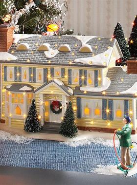 跨境圣诞节房子车子公仔工艺品摆件乡村节日街景装饰礼品树脂摆件