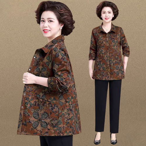 中老年妈妈春季中长款休闲外套