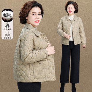 小个子妈妈冬装羽绒棉服短款中老年棉衣女秋冬季袄子轻薄保暖外套