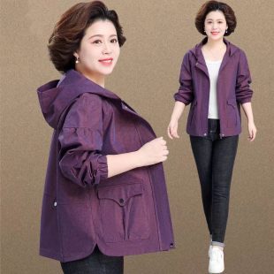 中老年妈妈春季风衣休闲外套女春秋加肥加大码贵夫人端庄大气上衣