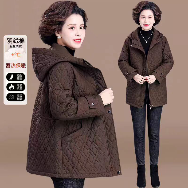 中老年妈妈冬季轻薄羽绒棉服运动外套女秋冬大码奶奶洋气保暖棉袄
