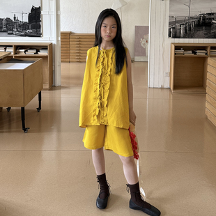 【6折】K2KIDS 进口天丝麻面料 透气黄色套装儿童套装夏款