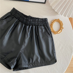 *No price reduction in real shooting ~ New Leather shorts women's high waist versatile loose wide leg pants wear shorts