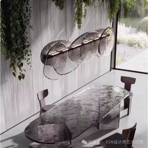 现代简约玻璃吊灯餐厅鱼线型LED灯具防水高清镜片彩色镜框,家装灯饰光源,客厅吊灯,淘宝优惠券,粉丝福利购,淘宝优惠卷