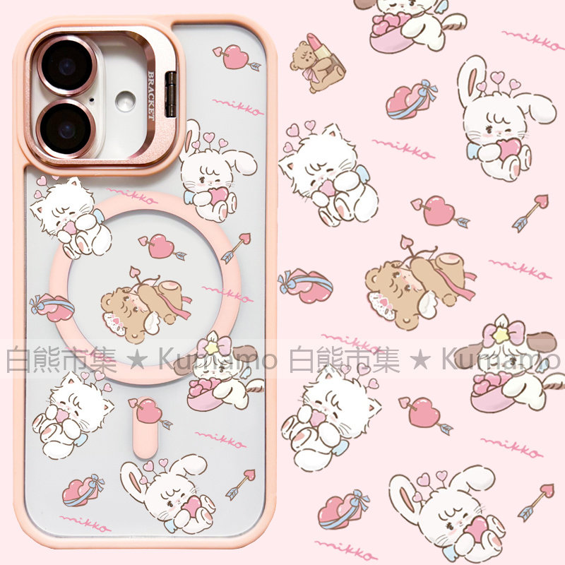 适用iphone17promax苹果17手机壳MagSafe磁吸16镜头支架15透明14韩风mikko兔子25ultra丘比特16e猫咪13保护套