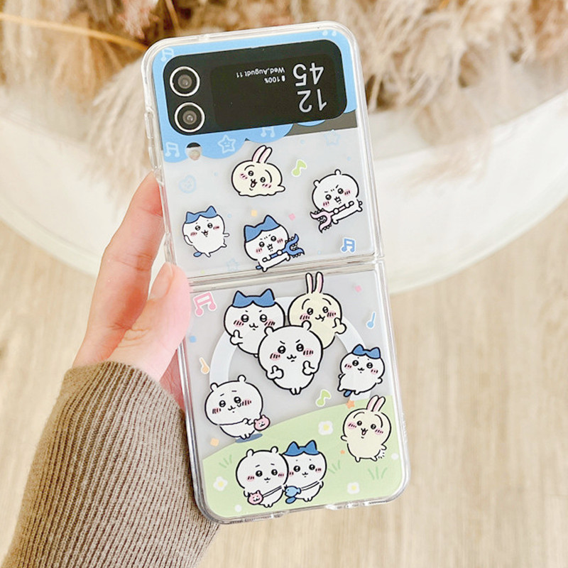 适用zflip7三星zflip6手机壳zflip3上下折叠zflip4透明磁吸保护套zflip5日系卡通吉伊卡哇支架小八乌萨奇手链