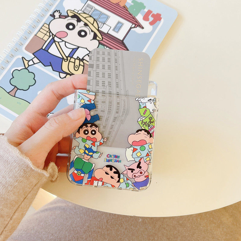 适用zflip6三星zflip5代手机壳zflip4上下折叠zflip3透明zflip7插卡功能保护套日系超人小新小白卡通透明手链