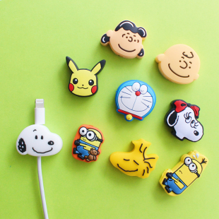 皮卡丘咬一口数据线保护套适用于苹果卡通充电线头硅胶软史努比