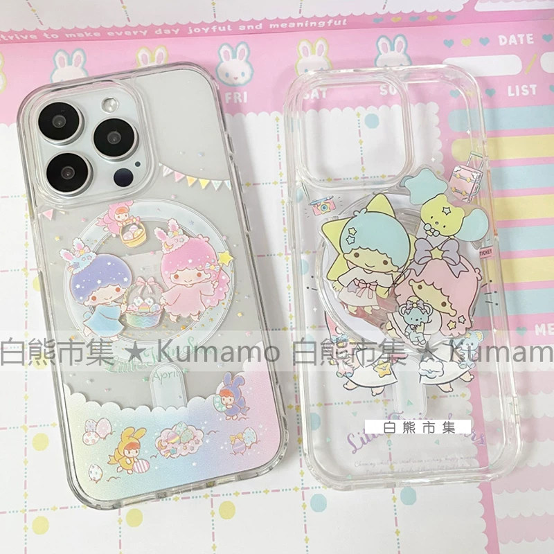 适用iphone17promax苹果17手机壳MagSafe磁吸14支架13透明12梦幻15双子星卡通ins风女16无线充电保护套17pro