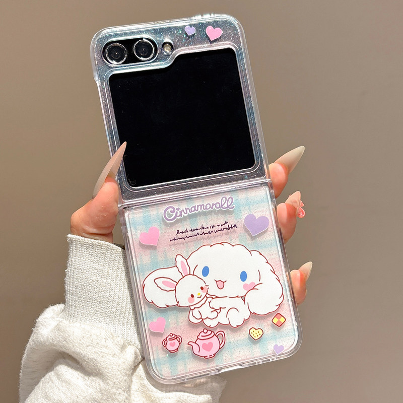 适用于zflip6代三星zflip7手机壳zflip5上下折叠屏透明保护套滴胶玉桂狗大眼蛙青蛙库洛米硅胶立体挂绳卡通女