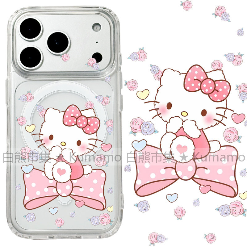 适用iphone17promax苹果17手机壳MagSafe磁吸15支架14透明13蝴蝶结16花朵26ultra日系Kitty猫kt猫卡通保护套