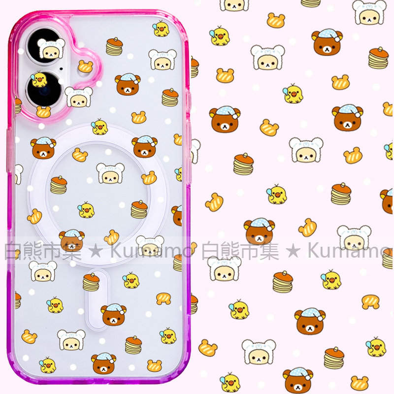 适用iphone17promax苹果17手机壳MagSafe磁吸16渐变15撞色透明保护套华为三星s25ultra轻松熊拉拉熊卡通日系