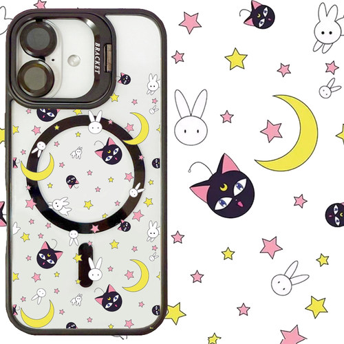 适用iphone17promax苹果17手机壳MagSafe磁吸16镜头支架15透明14美少女战士日系18promax露娜猫16e保护套17e