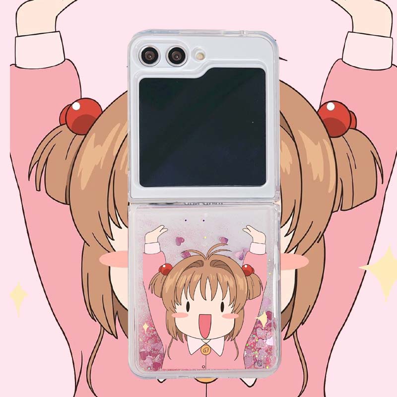 适用zflip6三星Zflip5手机壳Zflip4上下折叠Zflip3透明Zflip7流沙软套魔卡少女樱小樱ins风日系可爱动漫卡通
