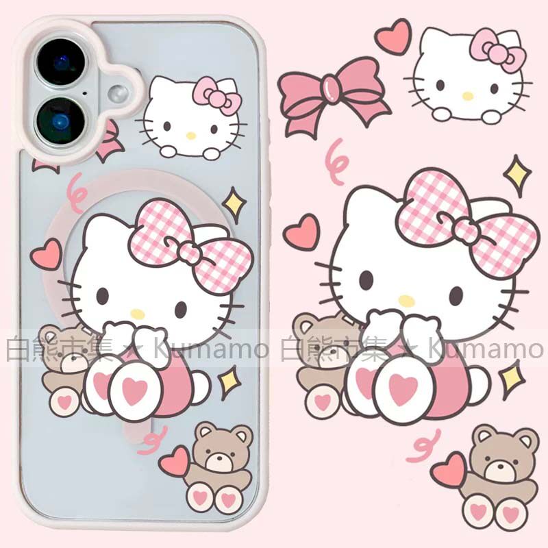 适用iphone16promax苹果16手机壳MagSafe磁吸15支架14透明13日系25ultra12卡通16e少女可爱kitty猫保护套kt猫