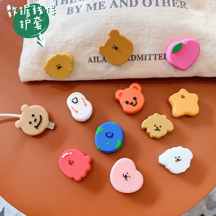 韩风ins表情咬一口数据线保护套适用于苹果充电保护头卡通硅胶软