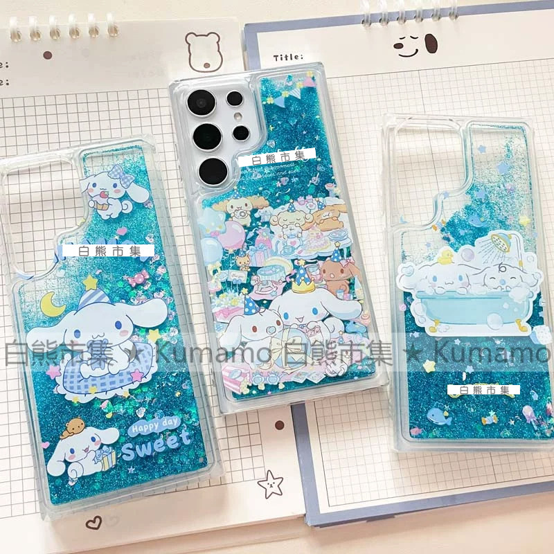 适用三星s22/s23/s23ultra/s24/s24ultra/s25/s25ultra手机壳玉桂狗大耳狗少女可爱卡通日系透明流沙防摔软套