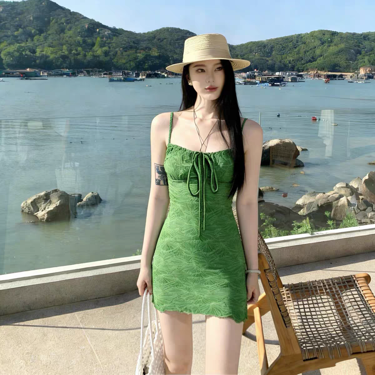绝美纯欲泳衣女分体裙式平角吊带