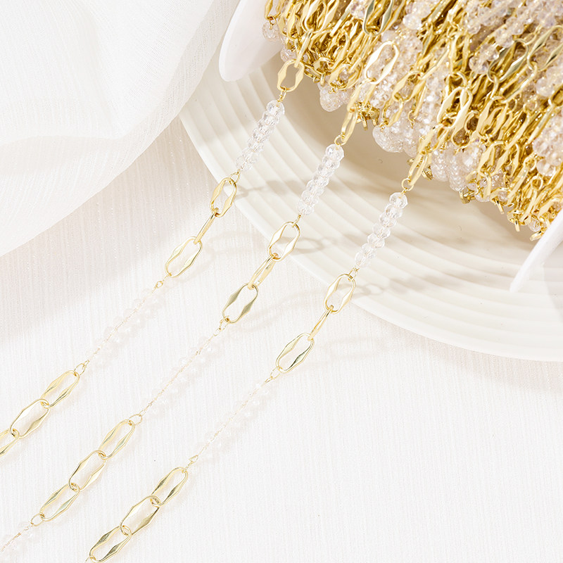 COPPER PLATED 14K GOLD COLOR-RETAINING LONG O CHAIN STRING CRYSTAL BEAD CHAIN HANDMADE DIY NECKLACE BUTTERFLY HOOP BRACELET LOOSE CHAIN ACCESSORIES