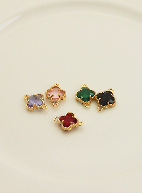 包金玻璃四叶草手作风饰品配件