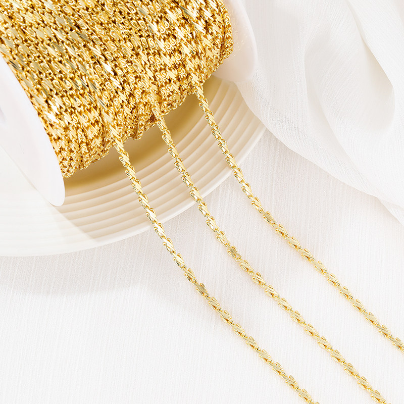 COPPER PLATED 14K REAL GOLD SWASCAST CHAIN COLOR-RETAINING DIY CHAIN BUCKLELESS NECKLACE LOOSE CHAIN BRACELET ACCESSORIES MATERIAL HAND-MADE ACCESSORIES