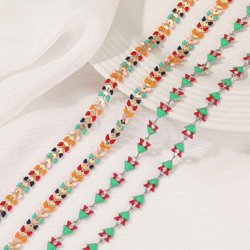 COLOR DROP GLAZE CHRISTMAS TREE CHAIN COLOR RETENTION 14K GOLD FILLED CHAIN AIRPLANE NECKLACE BRACELET MATERIAL DIY JEWELRY ACCESSORIES
