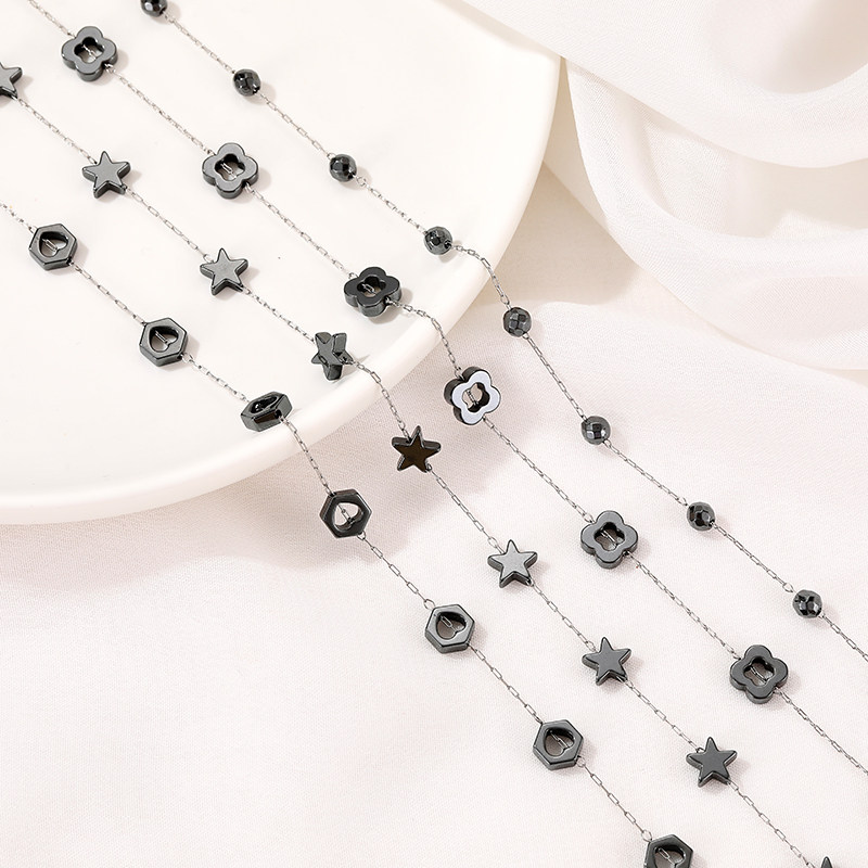 FOUR-LEAF CLOVER PEACH HEART TITANIUM STEEL CHAIN STAR CHAIN NECKLACE BEAD CHAIN BRACELET DIY MATERIAL HAND-MADE ACCESSORIES DO NOT FADE