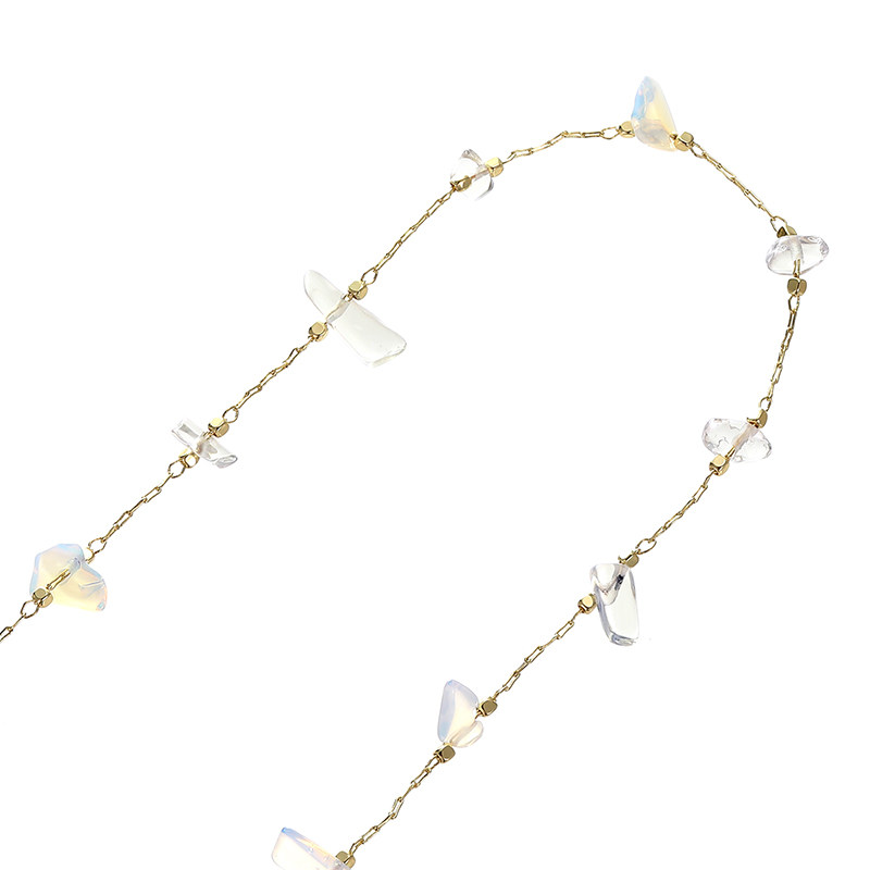 TRANSPARENT WHITE NATURAL STONE COLOR-KEEPING CHAIN BAG 14K REAL GOLD HANDMADE LOOSE CHAIN DIY BRACELET NECKLACE NECKLACE WOMENS MAKING MATERIALS
