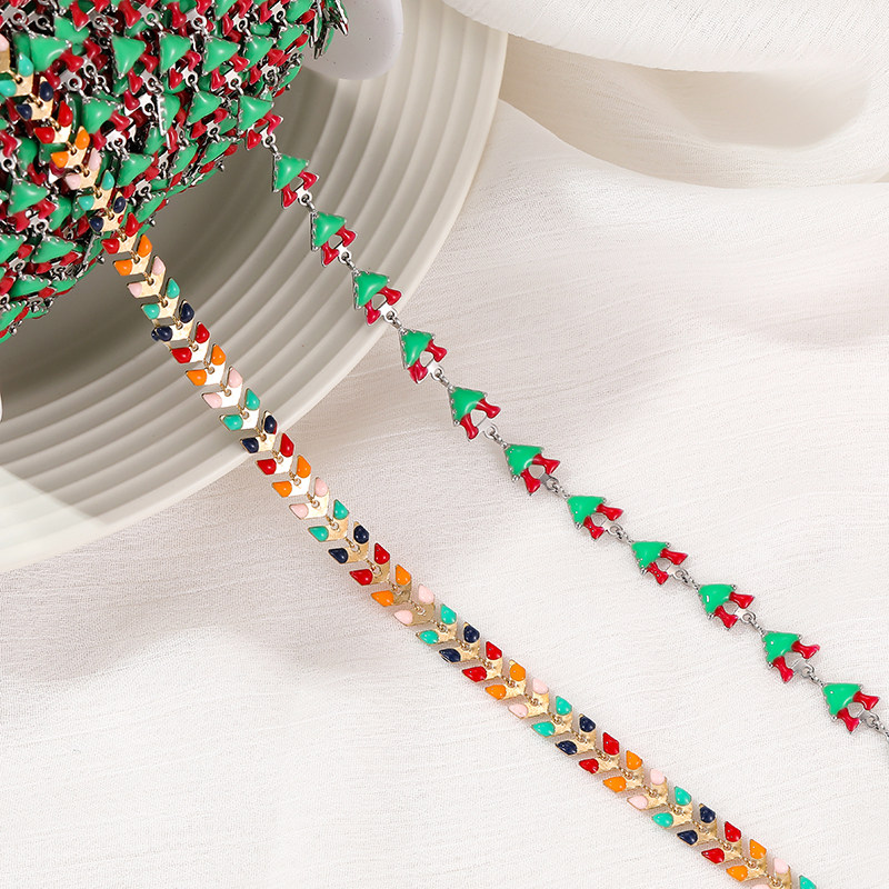 COLOR DROP GLAZE CHRISTMAS TREE CHAIN COLOR RETENTION 14K GOLD FILLED CHAIN AIRPLANE NECKLACE BRACELET MATERIAL DIY JEWELRY ACCESSORIES