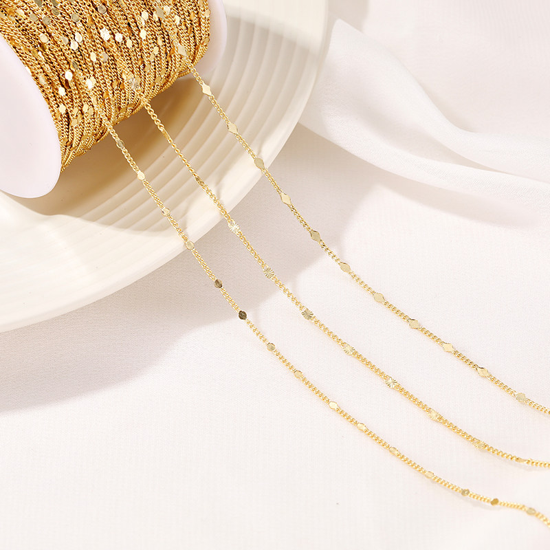 14K GOLD-FILLED COLOR-RETAINING DISC SUNFLOWER CHAIN PRESSED DIAMOND-SHAPED SIDE CHAIN BRACELET DIY NECKLACE LOOSE CHAIN MATERIAL