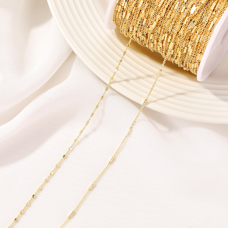 14K GOLD-FILLED COLOR-RETAINING SQUARE TUBE CHAIN O-CHAIN BRACELET CROSS CHAIN ACCESSORIES HAND-MADE DIY NECKLACE LOOSE CHAIN MATERIAL