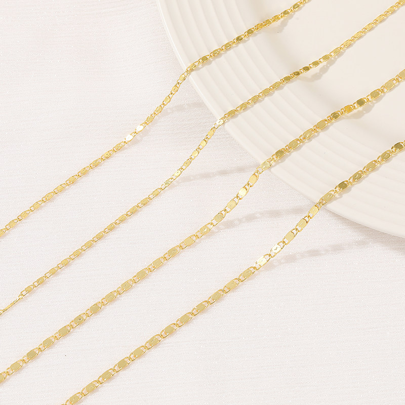COPPER PLATING 14K REAL GOLD COLOR-RETAINING WELDED DISC CHAIN DIY NECKLACE LOOSE CHAIN BRACELET ACCESSORIES MATERIAL HANDMADE ACCESSORIES
