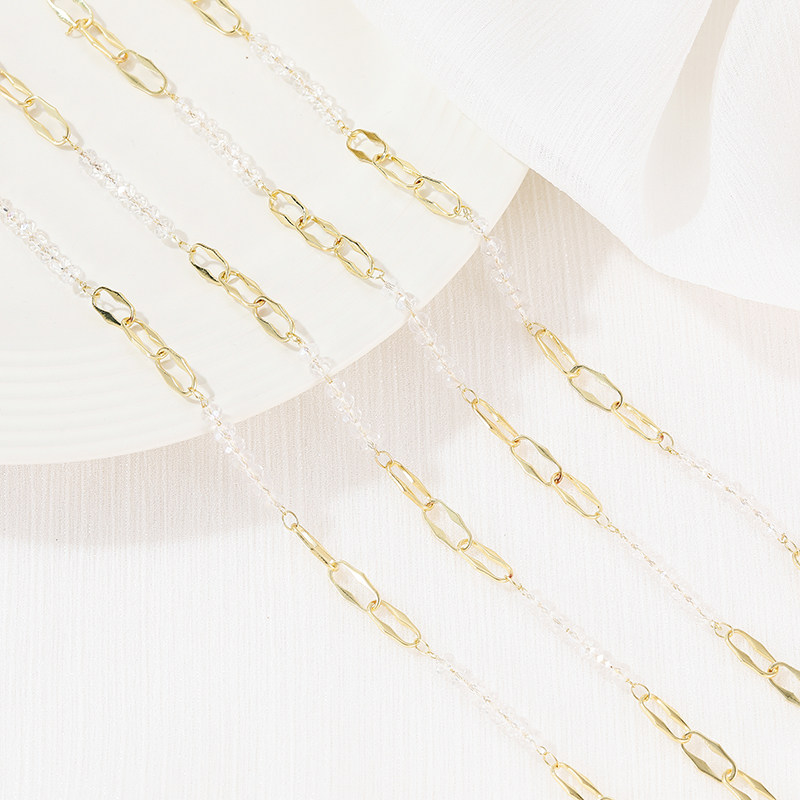 COPPER PLATED 14K GOLD COLOR-RETAINING LONG O CHAIN STRING CRYSTAL BEAD CHAIN HANDMADE DIY NECKLACE BUTTERFLY HOOP BRACELET LOOSE CHAIN ACCESSORIES