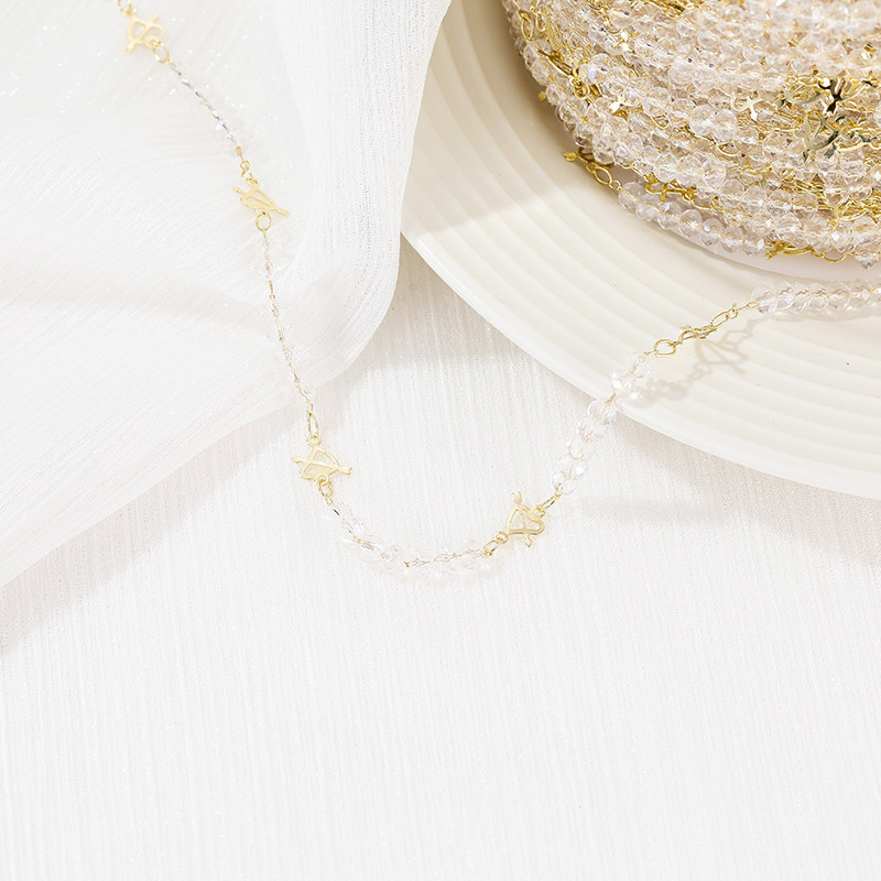 COPPER PLATED 14K GOLD COLOR-RETAINING CRYSTAL BEADS LOVE CHAIN DIY NECKLACE CUPID ARCHER CHAIN LOOSE CHAIN ACCESSORIES